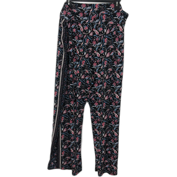 Roz & Ali Black Pink Blue Floral Wide Leg Pants Women's Size 2X - Picture 6 of 6